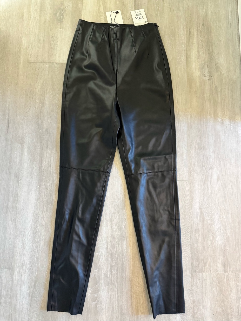 ZARA Black Faux Leather Skinny Trousers